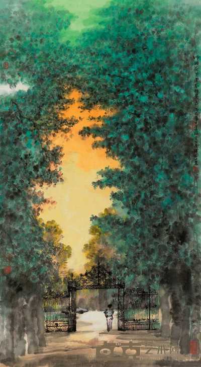 杨远威 2006年作 狮城景色 镜心 66.5×35.5cm